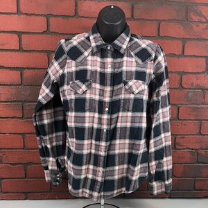 Wrangler Womans Large Checkered Pearl Snap Shirt - Western, Casual‎